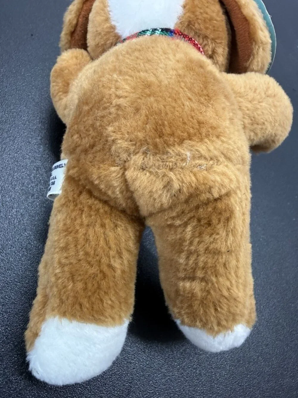 Vintage 1970s Plakie Plush Sitting Scotty Dog Brown Puppy 10 Inch With Tag